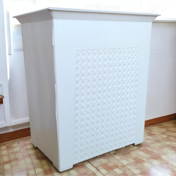 1960s Wastebasket Plastic Trash Can Bin White Retro Mid Century USA Vtg Kitchen - Picture 2 of 12